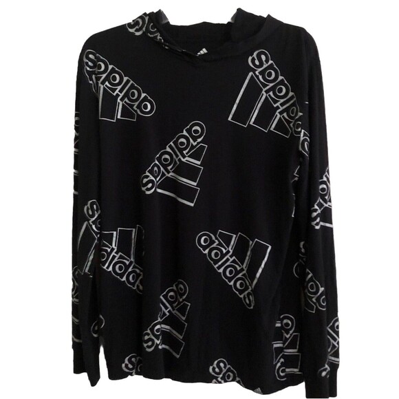 Adidas AA7302 Black Double Exposed Hoodie Tee Womens Size Small - Picture 2 of 12